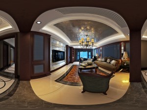 panoramic neo-classical style living room dining room 32 3D Model
