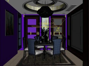 panoramic neo-classical style living room dining room 32 3D Model