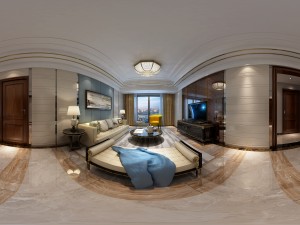 panoramic neo-classical style living room dining room 33 3D Model