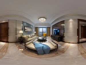 панорамная гостиная-столовая в неоклассическом стиле 33 3D Модель