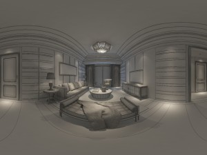 panoramic neo-classical style living room dining room 33 3D 模型