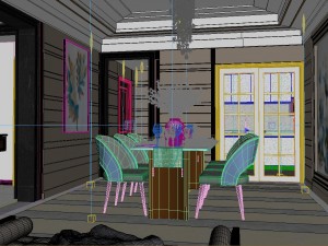 panoramic neo-classical style living room dining room 33 3D 模型