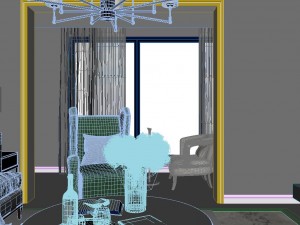 panoramic neo-classical style living room dining room 34 3D Model