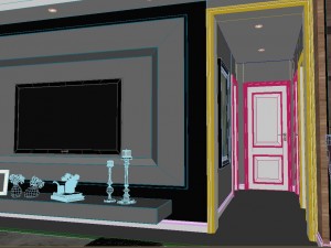 panoramic neo-classical style living room dining room 34 3D Model