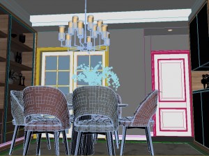 panoramic neo-classical style living room dining room 34 3D Model