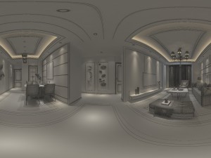 panoramic neo-classical style living room dining room 35 3D Модель