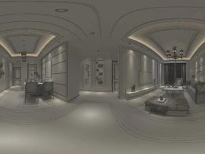 panoramic neo-classical style living room dining room 35 3D Model