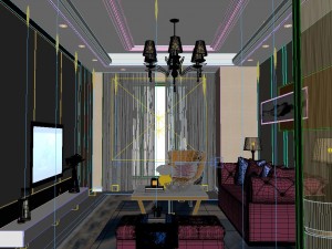 panoramic neo-classical style living room dining room 35 3D Модель