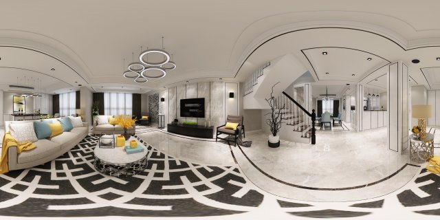 panoramic neo-classical style living room dining room 36 Modello 3D .c4d .max .obj .3ds .fbx .stl .blend 