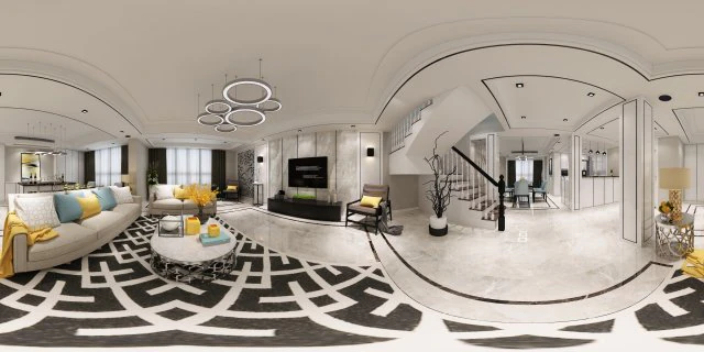 panoramic neo-classical style living room dining room 36 3D Model .c4d .max .obj .3ds .fbx .stl .blend