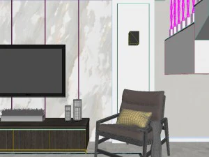 panoramic neo-classical style living room dining room 36 3D Model