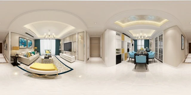 panoramic neo-classical style living room dining room 37 3D Model .c4d .max .obj .3ds .fbx .stl .blend