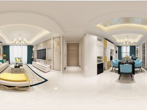 panoramic neo-classical style living room dining room 37 3D Модель