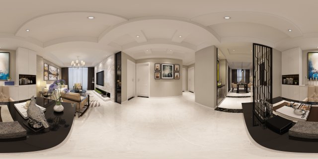 panoramic neo-classical style living room dining room 38 Modelo 3D .c4d .max .obj .3ds .fbx .stl .blend 