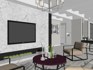 panoramic neo-classical style living room dining room 38 3D Model
