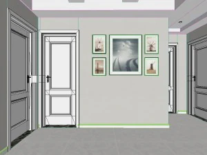 panoramic neo-classical style living room dining room 38 3D Model