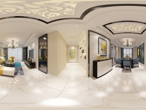 panoramic neo-classical style living room dining room 39 3D Model