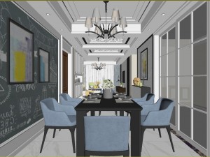 panoramic neo-classical style living room dining room 39 3D 模型
