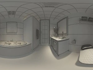 panoramic neo-classical style bathroom toilet space 01 3D Model