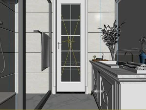 panoramic neo-classical style bathroom toilet space 01 3D Model