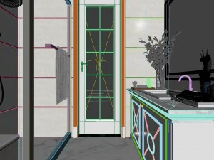 panoramic neo-classical style bathroom toilet space 01 3D Model