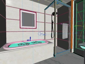 panoramic neo-classical style bathroom toilet space 01 3D Model