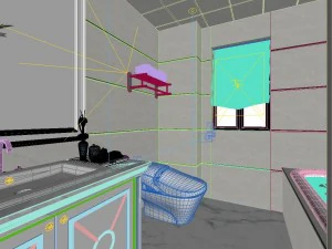 panoramic neo-classical style bathroom toilet space 01 3D Model