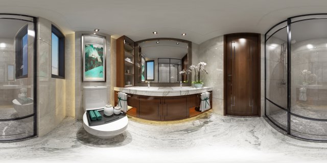 panoramic neo-classical style bathroom toilet space 02 3D मॉडल .c4d .max .obj .3ds .fbx .stl .blend 