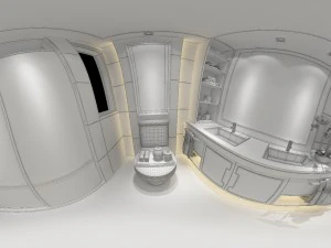 panoramic neo-classical style bathroom toilet space 02 3D Model