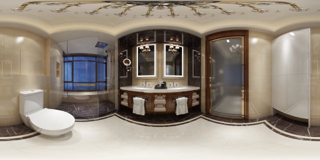 panoramic neo-classical style bathroom toilet space 03 3D मॉडल .c4d .max .obj .3ds .fbx .stl .blend 