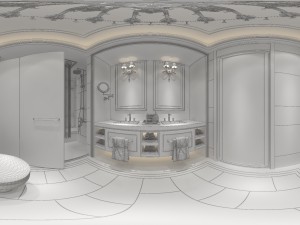 panoramic neo-classical style bathroom toilet space 03 3D मॉडल