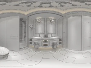 panoramic neo-classical style bathroom toilet space 03 3D Model