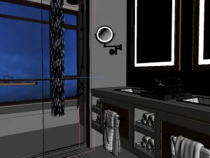 panoramic neo-classical style bathroom toilet space 03 3D Model