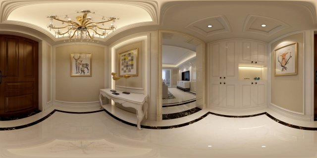 panoramic neo-classical family entrance corridor 3Dモデル .c4d .max .obj .3ds .fbx .stl .blend 
