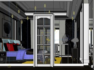 panoramic neoclassical family study room 03 3D मॉडल