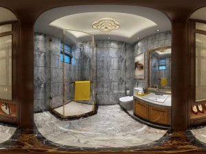 Panorama neoklassizistische Familiengarderobe Badezimmer Toilette 04 3D Modell