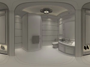 panoramic neo-classical family cloakroom bathroom toilet 04 3D Model