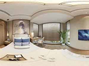 panorama &Ccedil;in tarzı aile yatak odası alanı 01 3D Model