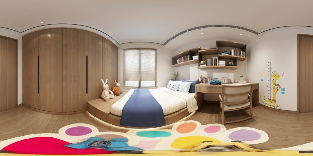 panorama chinese style home bedroom space 02 3D Модель .c4d .max .obj .3ds .fbx .stl .blend 