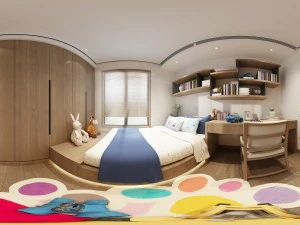 Панорама дома в китайском стиле в спальне 02 3D Модель