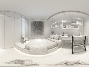panorama chinese style home bedroom space 02 3D Модель