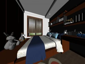 panorama chinese style home bedroom space 02 3D Model