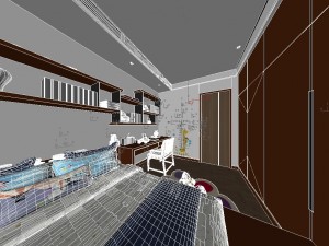 panorama chinese style home bedroom space 02 3D Модель