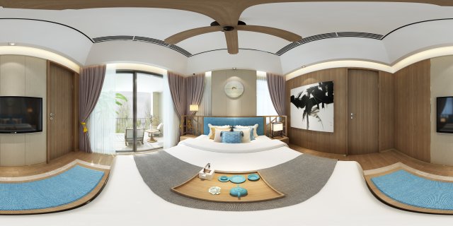panorama chinese style home bedroom space 03 3D Model .c4d .max .obj .3ds .fbx .stl .blend 