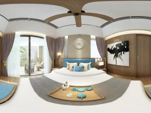 パノラマ中国風の家の寝室スペース 03 3Dモデル