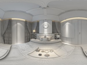 panorama chinese style home bedroom space 03 3D Model