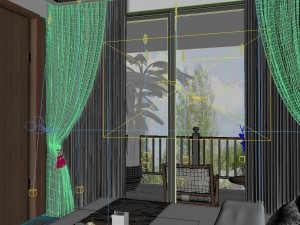 panorama chinese style home bedroom space 03 3D Model
