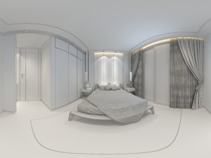 panorama chinese style family bedroom space 04 3D Model