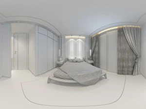panorama chinese style family bedroom space 04 3D Model