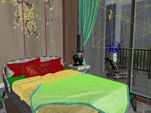 panorama chinese style family bedroom space 04 3D Model